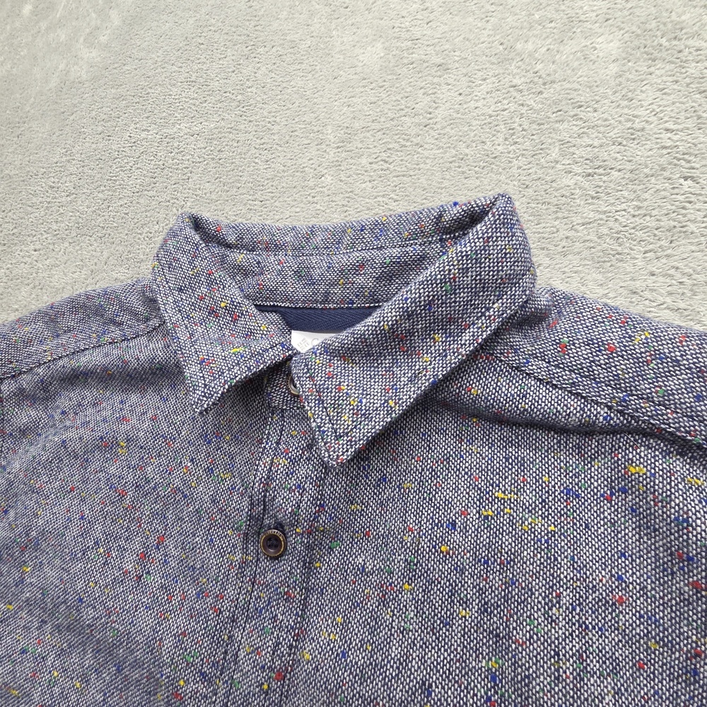 Columbia Shacket Men Blue Confetti Small Wool Blend Button Shirt Jacket